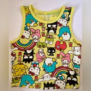 Hello Kitty & Friends All Over Print Cropped Tank Top Small Sanrio